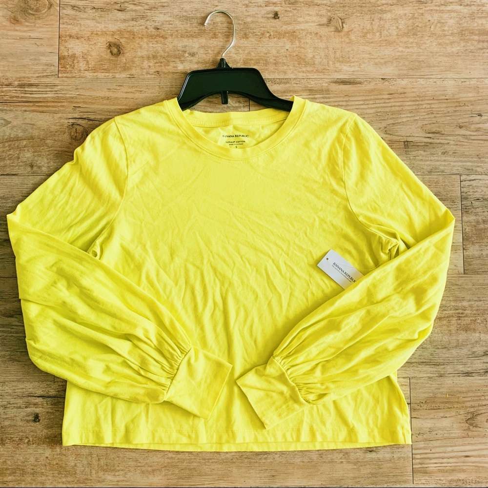 Banana Republic Yellow Puff Sleeve Top